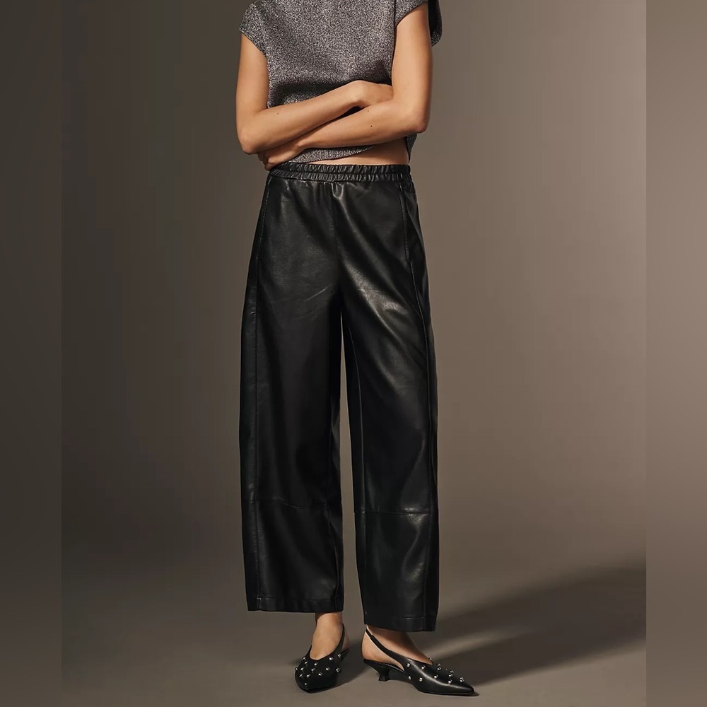 NWT Size L -The Izzie Relaxed Pull-On Barrel Pants Faux Leather ( NWT US$ 158)